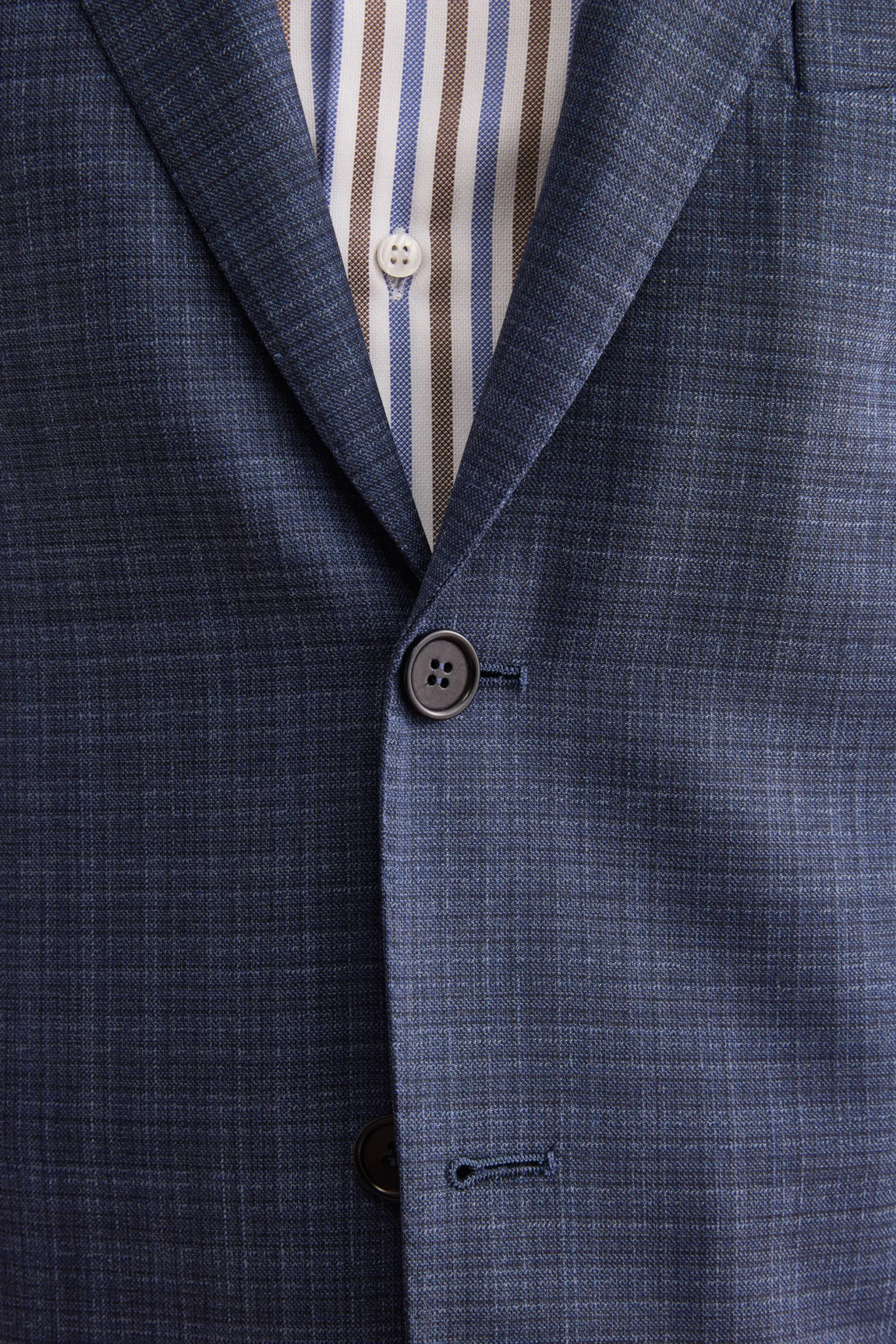 Abito Check Comfort Fit in Lana Vergine - FANT. BLU