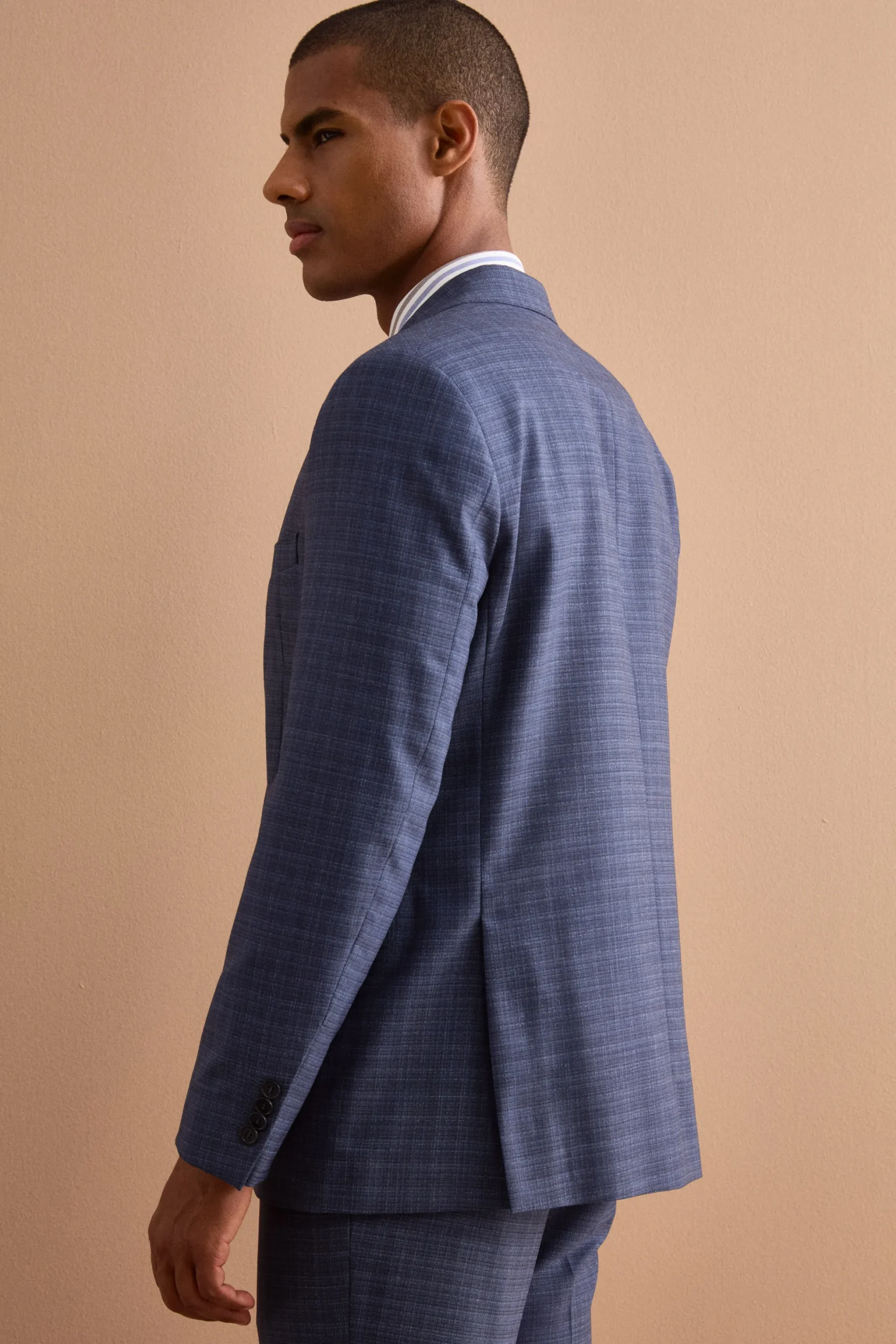 Abito Check Comfort Fit in Lana Vergine - FANT. BLU