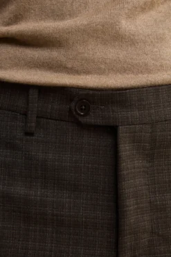 Abito Check Monopetto Comfort Fit in Lana Vergine - FANT. MARRONE