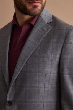 Abito Check Monopetto Foderato Regular Fit in Lana Vergine - GRIGIO QUADRI