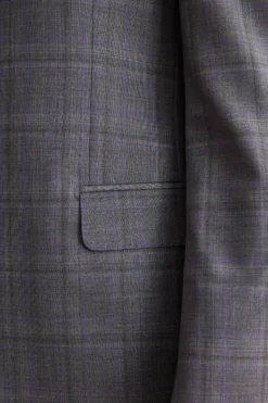 Abito Check Monopetto Foderato Regular Fit in Lana Vergine - GRIGIO QUADRI