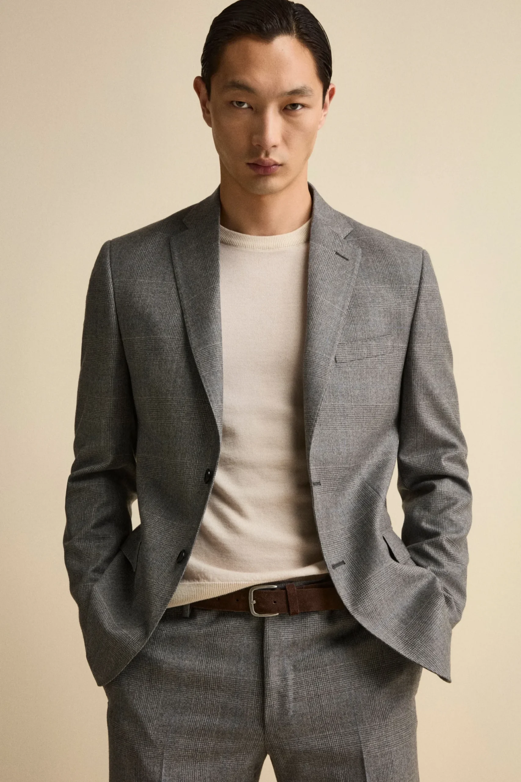 Abito Check Monopetto Regular Fit in lana Vergine - GALLES GRIGIO