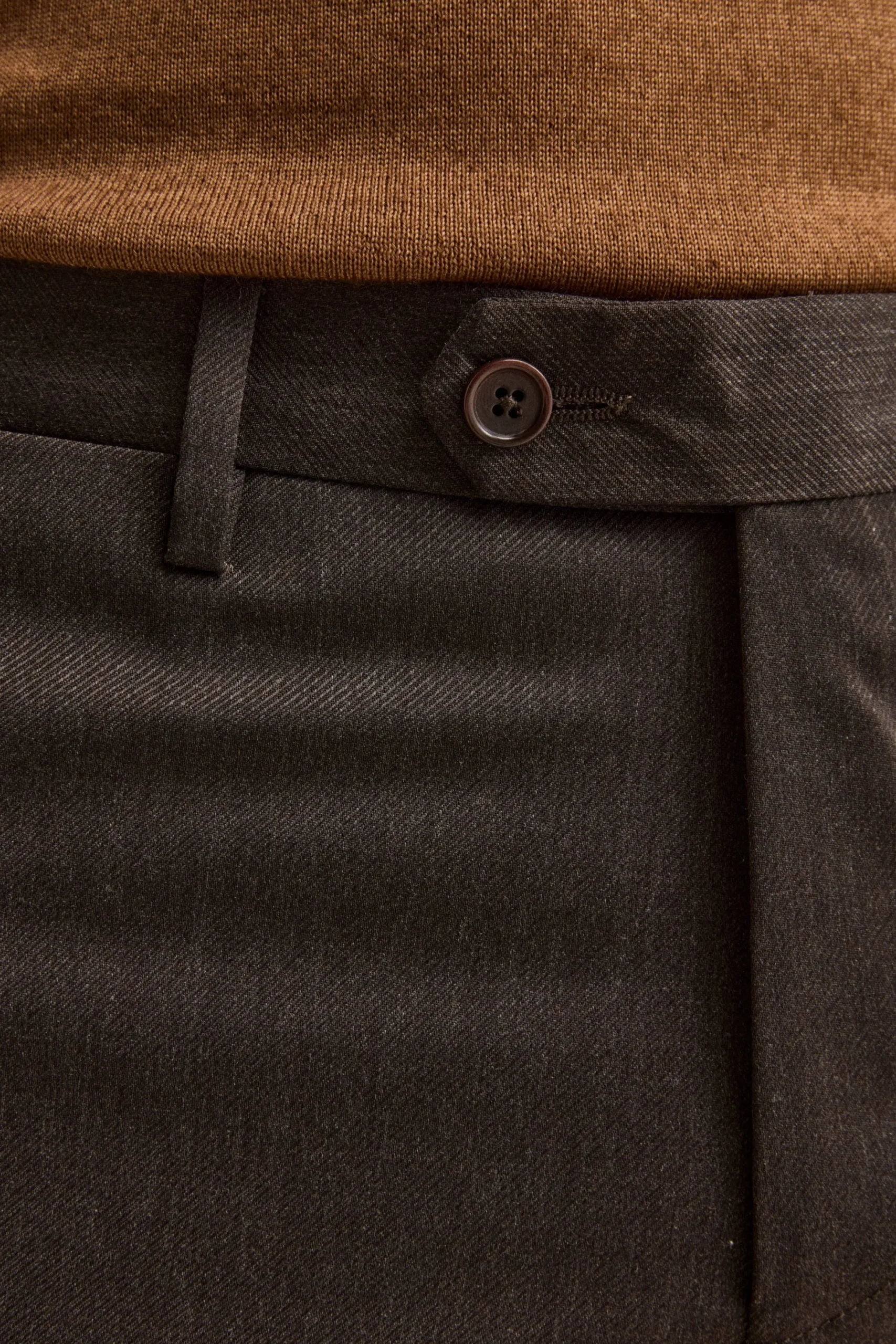 Abito Comfort Fit Monopetto in Lana Vergine - MARRONE
