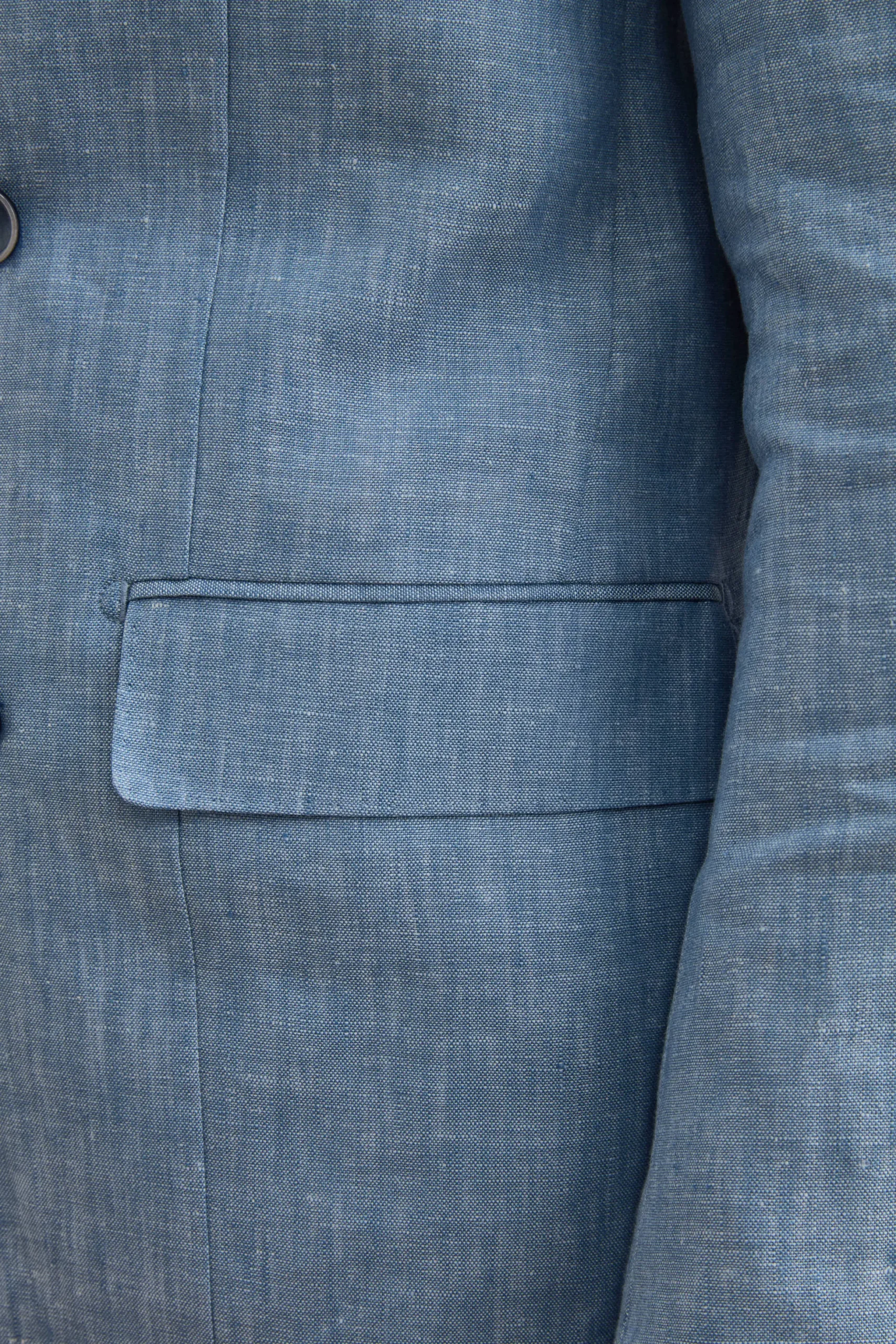 Abito Doppiopetto Slim Fit in Lino Melange - CIELO