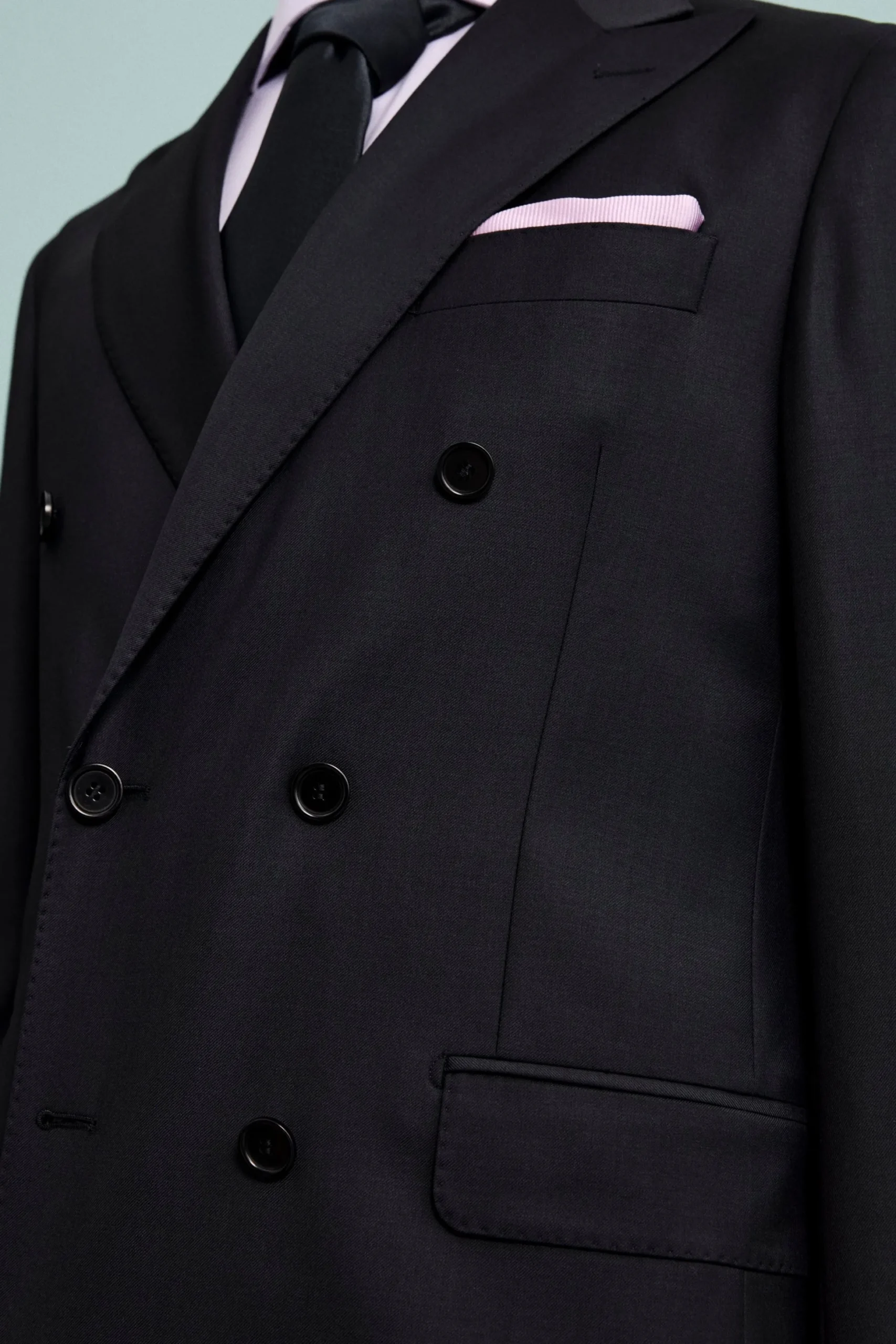 Abito Elegante Doppiopetto con Revers a Lancia - BLU