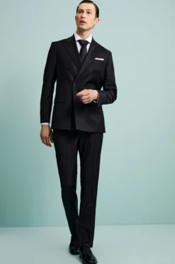 Abito Elegante Doppiopetto con Revers a Lancia - BLU