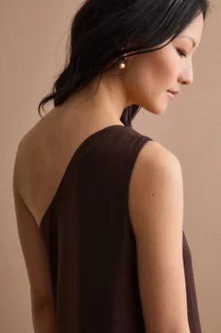 Abito Elegante in Jersey con Spacco - CIOCCOLATO