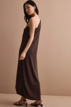 Abito Elegante in Jersey con Spacco - CIOCCOLATO