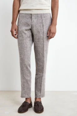 Abito in lino slim fit - MARRONE