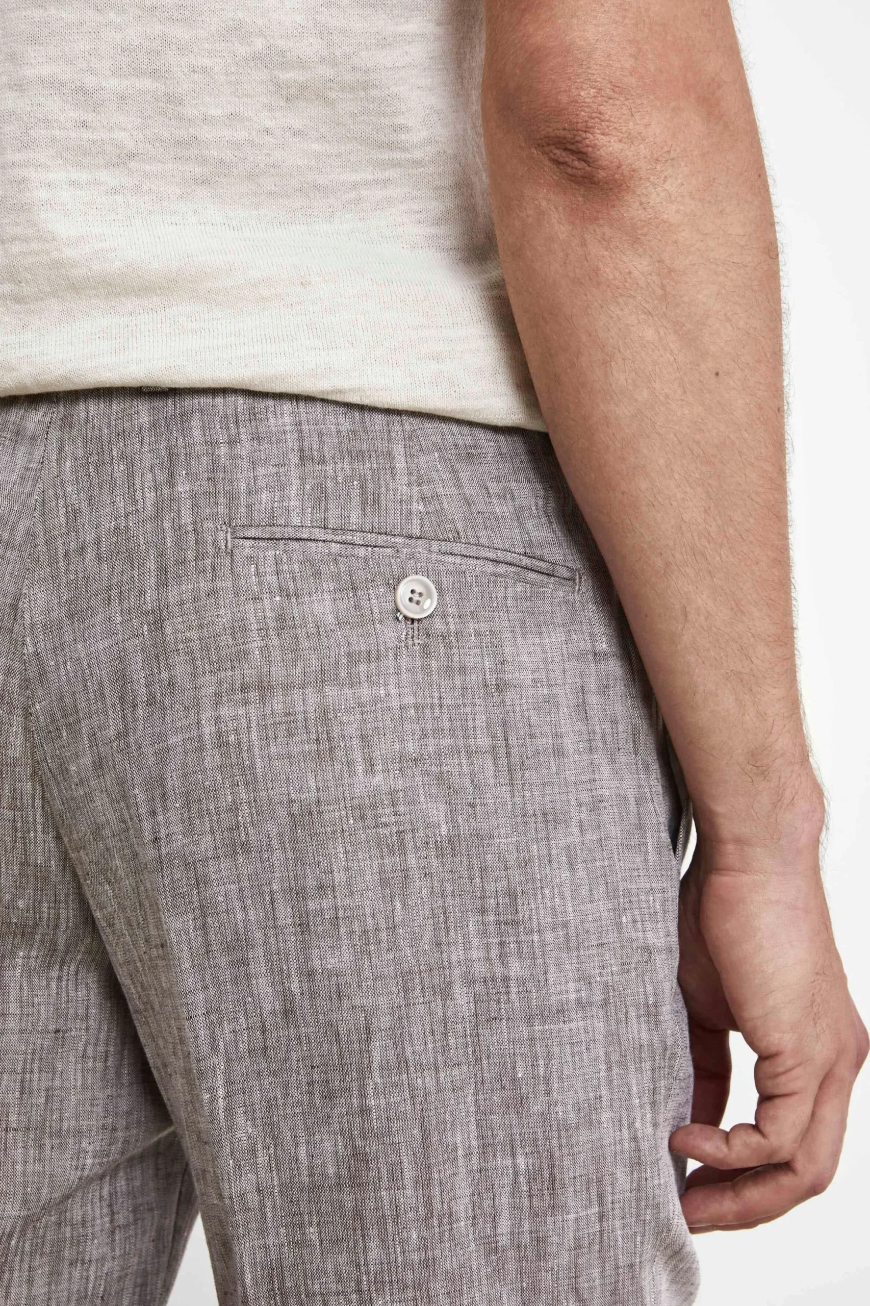 Abito in lino slim fit - MARRONE