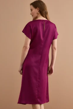 Abito Lungo da Cerimonia con Drappeggio - MAGENTA