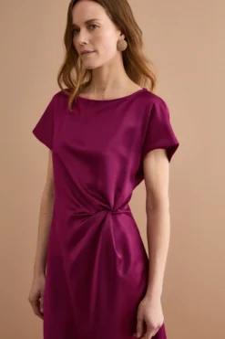 Abito Lungo da Cerimonia con Drappeggio - MAGENTA