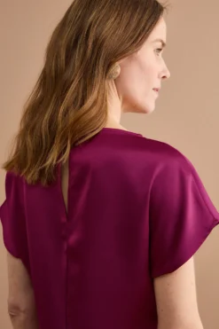 Abito Lungo da Cerimonia con Drappeggio - MAGENTA