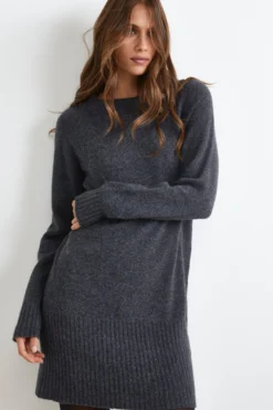 Abito Midi in Misto Cashmere - ANTRACITE