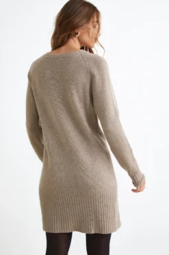 Abito Midi in Misto Cashmere - TORTORA