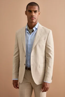 Abito Monopetto Beige in Lino Regular Fit - BEIGE