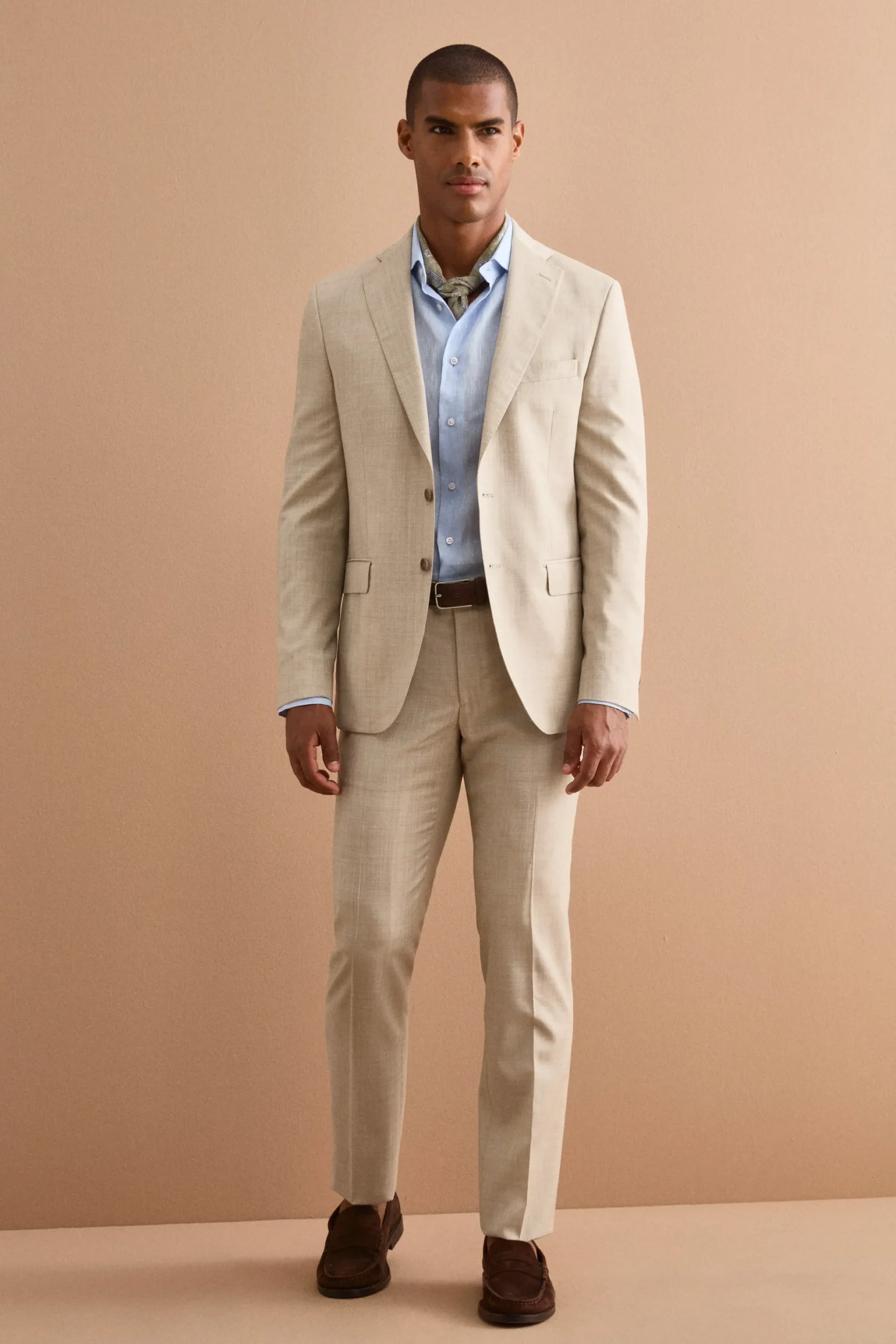 Abito Monopetto Beige in Lino Regular Fit - BEIGE