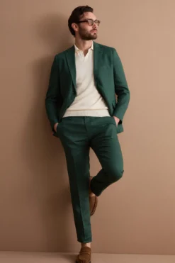 Abito Monopetto Comfort Fit in Puro Lino - VERDE