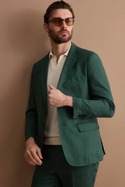 Abito Monopetto Comfort Fit in Puro Lino - VERDE
