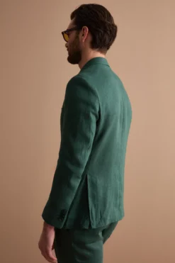 Abito Monopetto Comfort Fit in Puro Lino - VERDE