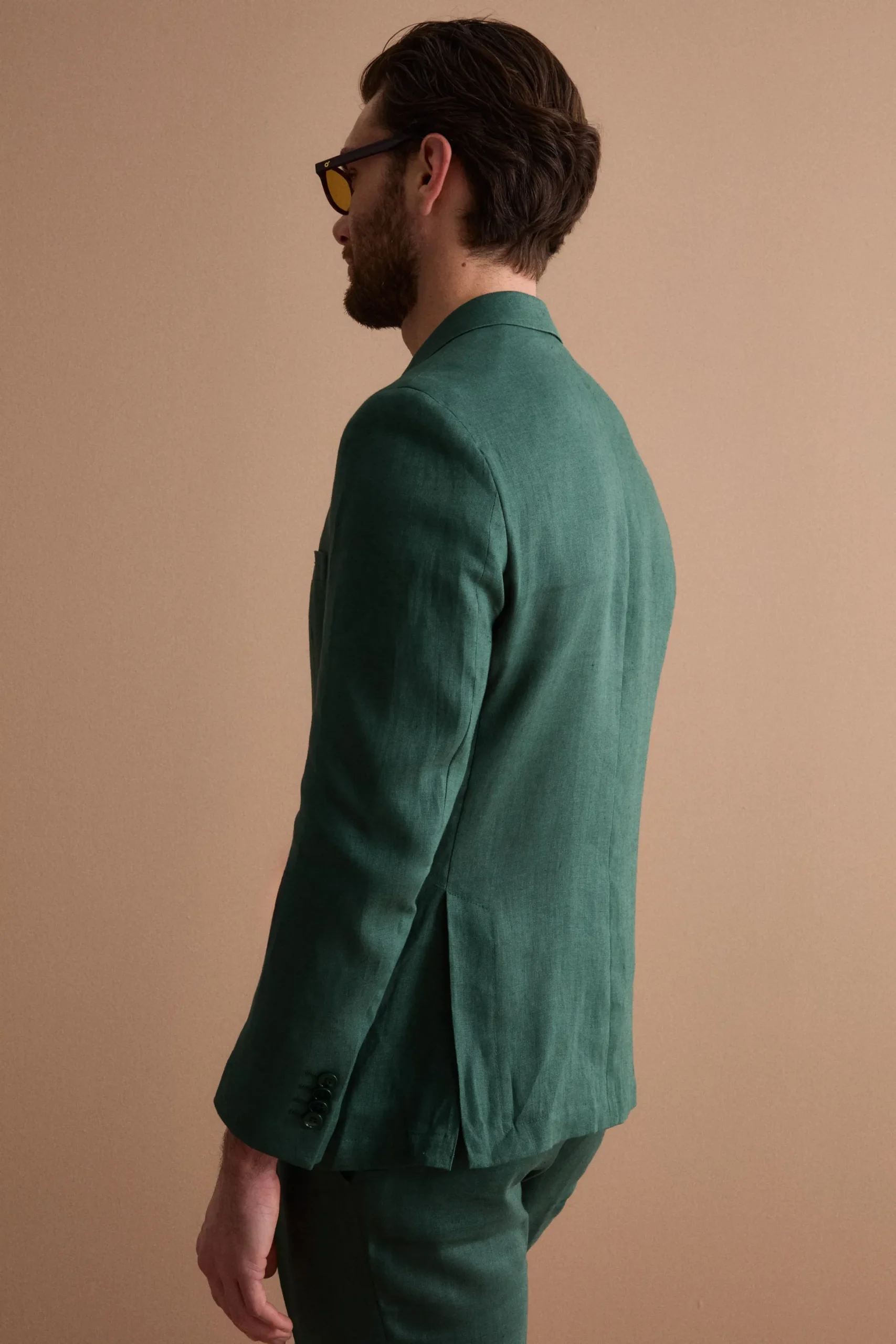 Abito Monopetto Comfort Fit in Puro Lino - VERDE