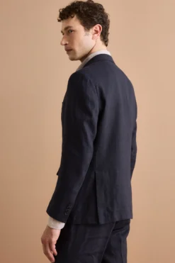 Abito Monopetto Comfort Fit in Puro Lino - NAVY