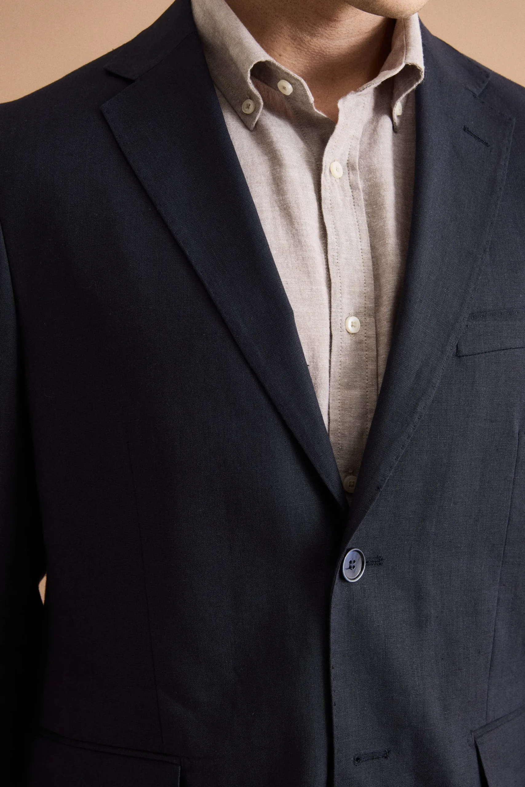 Abito Monopetto Comfort Fit in Puro Lino - NAVY