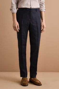 Abito Monopetto Comfort Fit in Puro Lino - NAVY
