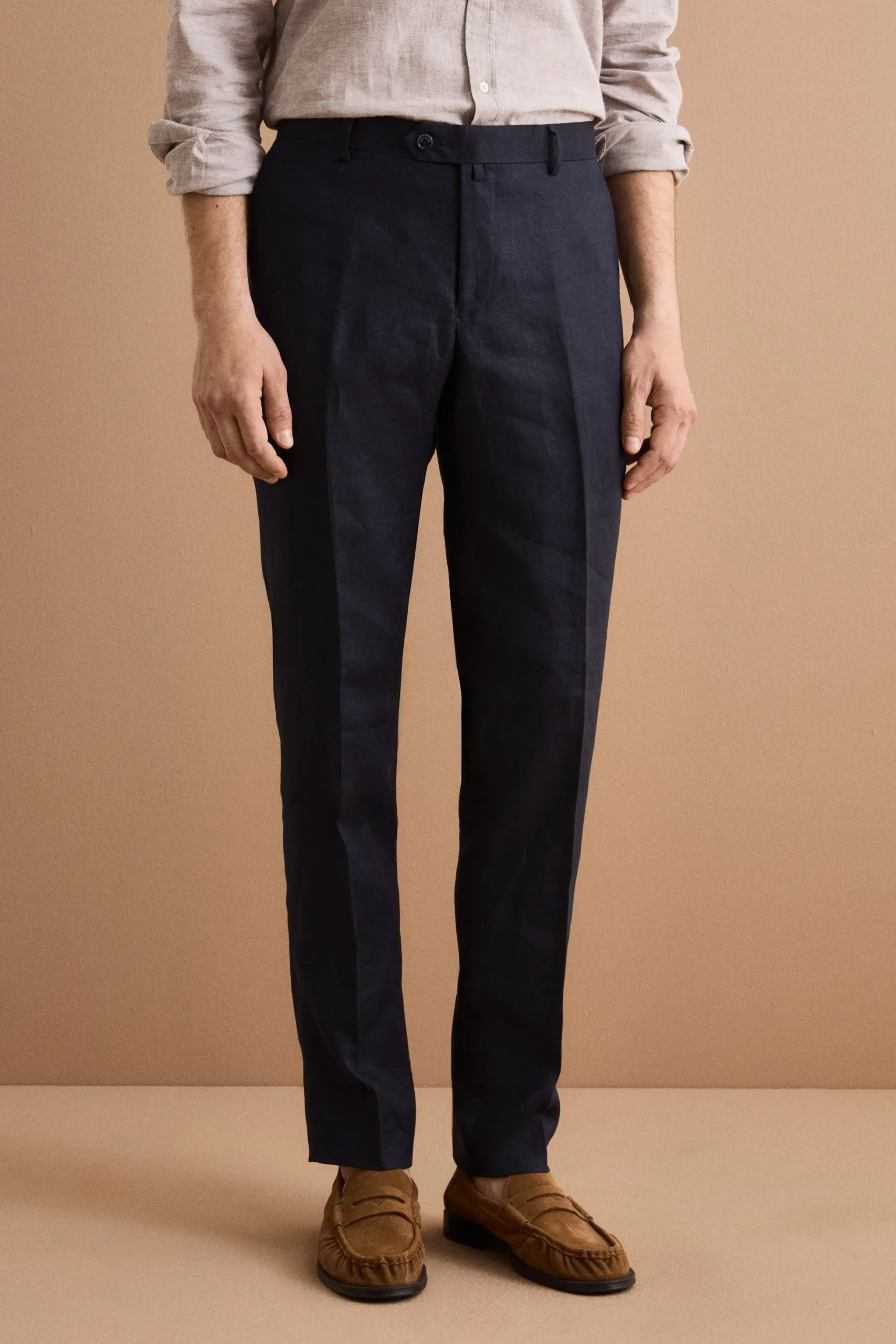 Abito Monopetto Comfort Fit in Puro Lino - NAVY