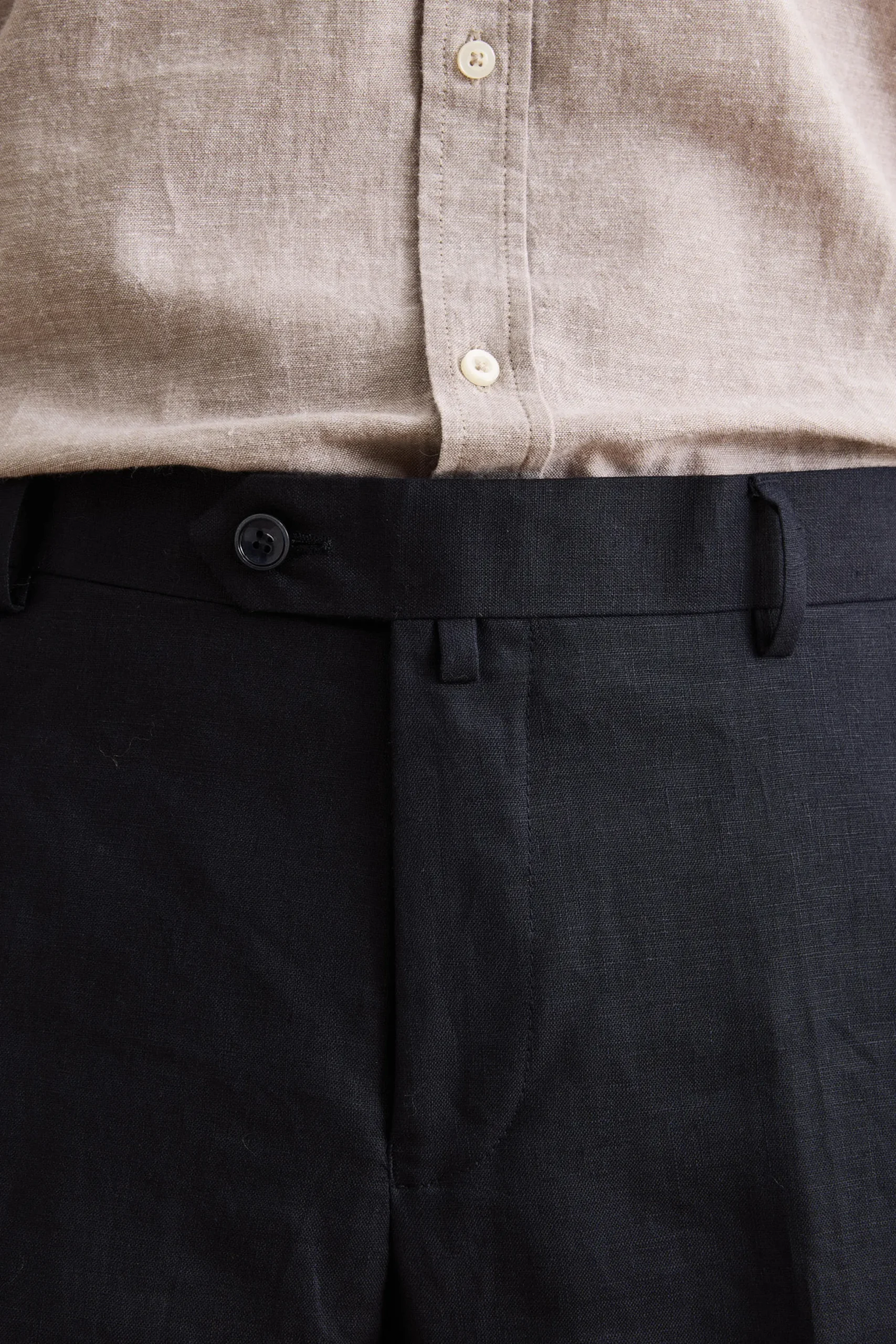 Abito Monopetto Comfort Fit in Puro Lino - NAVY