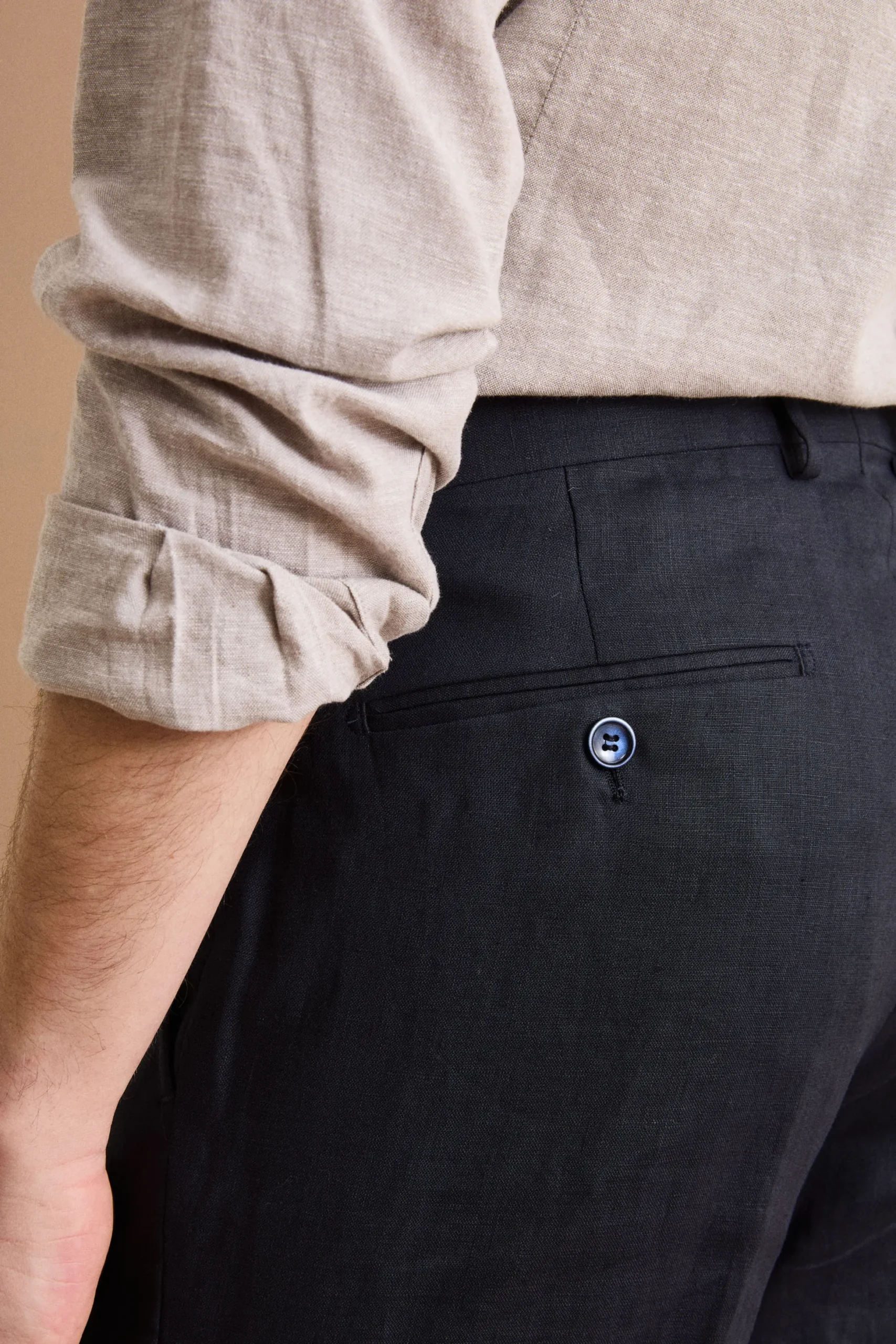Abito Monopetto Comfort Fit in Puro Lino - NAVY