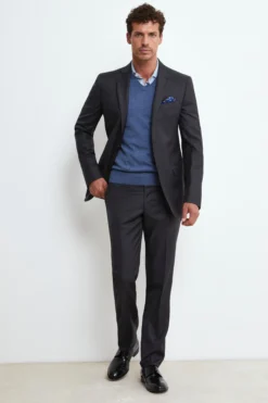 Abito Monopetto in Lana Slim Fit - ANTRACITE