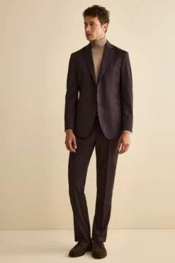 Abito Monopetto in Lana Vergine Regular Fit - MELANZANA