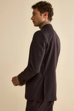 Abito Monopetto in Lana Vergine Regular Fit - MELANZANA
