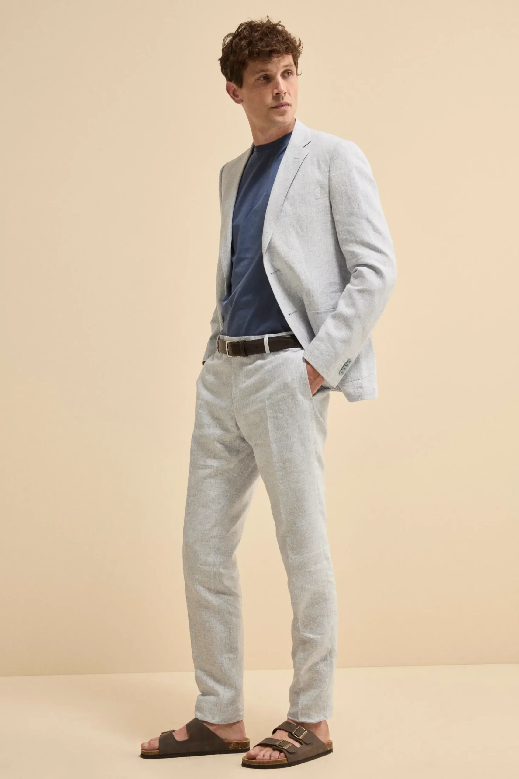 Abito Monopetto Slim Fit in Lino - FANT. AZZURRO