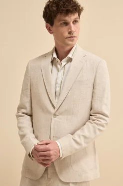 Abito Monopetto Slim Fit in Lino - FANT. BEIGE