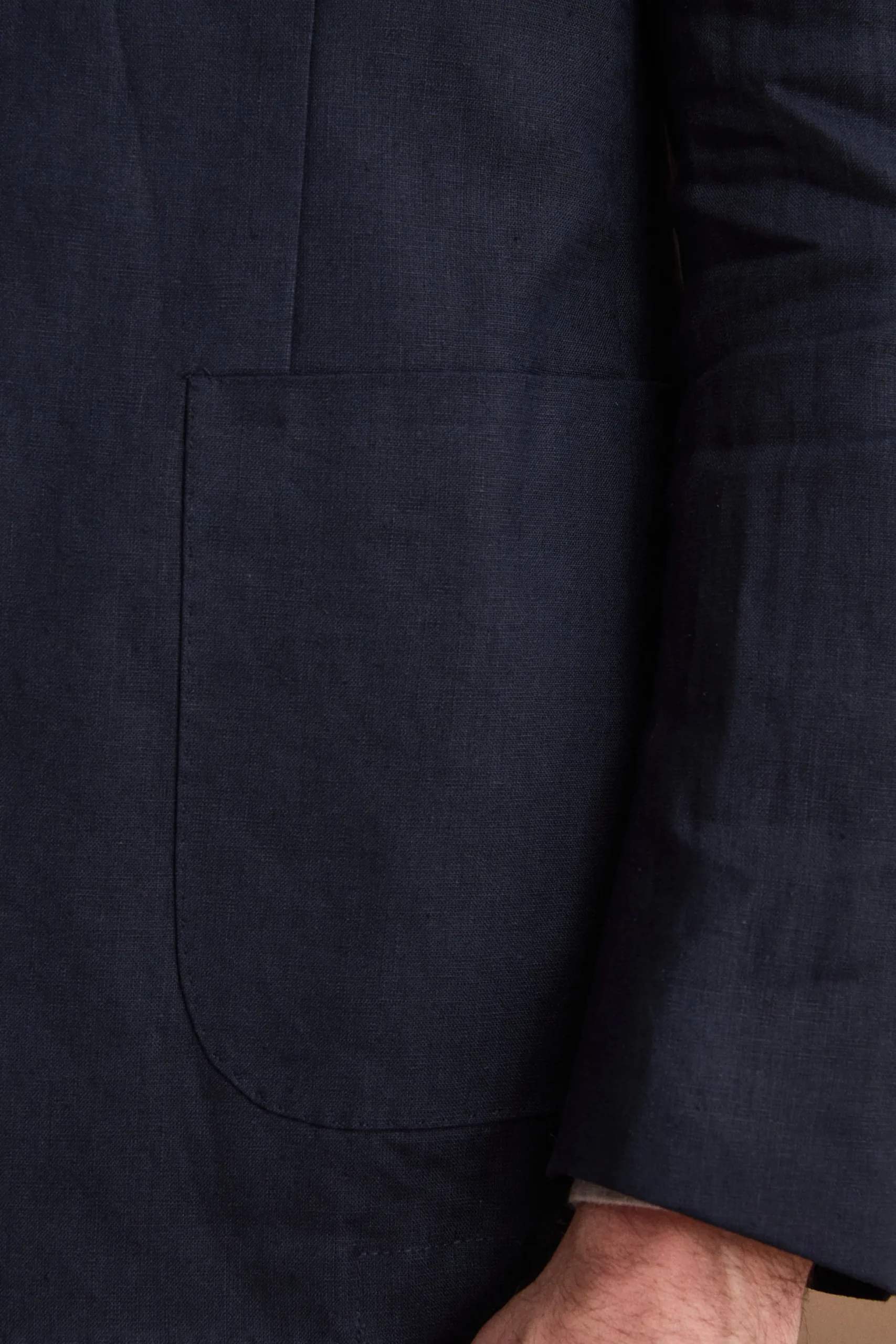 Abito Regular Fit Monopetto in Lino - NAVY