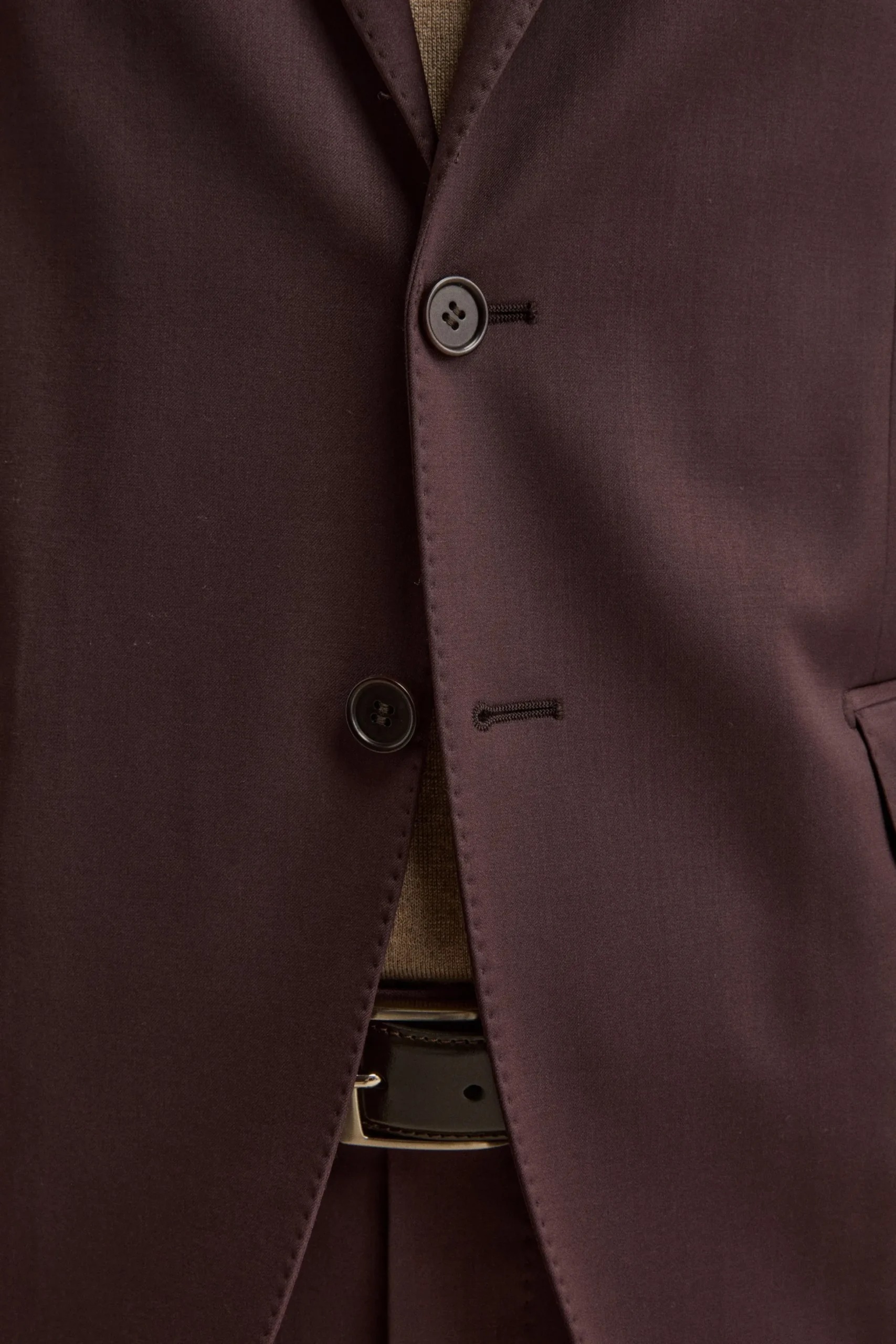Abito Regular Monopetto in Lana Vergine con Revers Classico - BORDEAUX