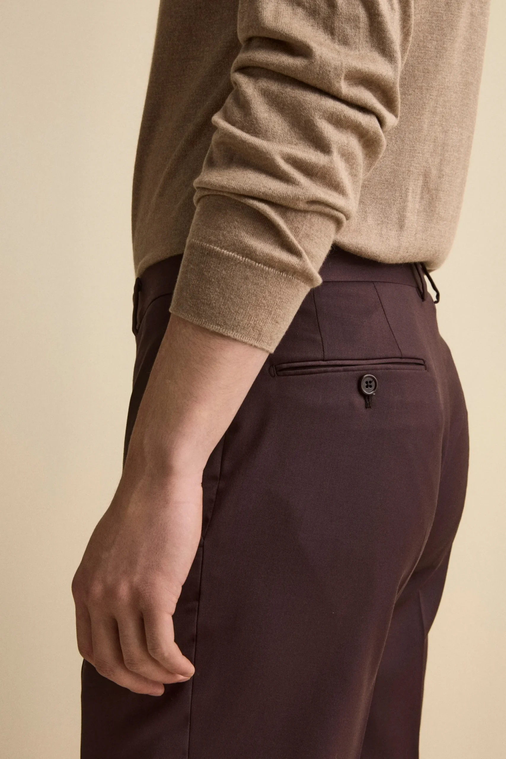Abito Regular Monopetto in Lana Vergine con Revers Classico - BORDEAUX