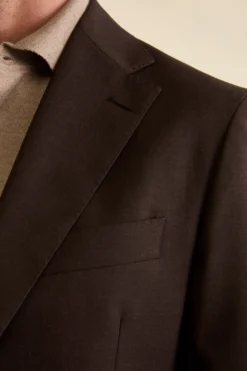 Abito Semifoderato Slim Fit in Lana Vergine - MARRONE