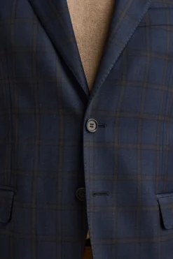 Abito Slim Fit Check Foderato in Lana Vergine - BLU QUADRI