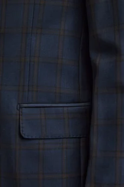 Abito Slim Fit Check Foderato in Lana Vergine - BLU QUADRI