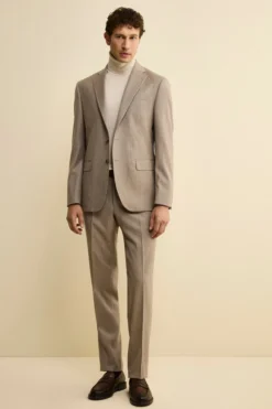 Abito Slim Fit Foderato in Lana e Cashmere - TORTORA
