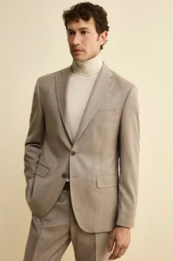 Abito Slim Fit Foderato in Lana e Cashmere - TORTORA
