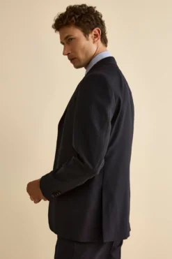 Abito Slim Fit in Lana Vergine con Revers a Lancia - BLU