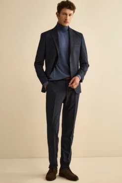 Abito Slim Fit in Lana Vergine con Revers Classico - GALLES BLU