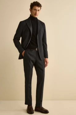 Abito Slim Fit Monopetto Revers a Lancia in Lana Vergine - ANTRACITE