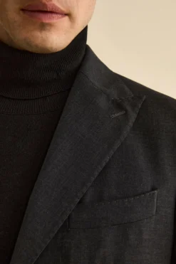 Abito Slim Fit Monopetto Revers a Lancia in Lana Vergine - ANTRACITE