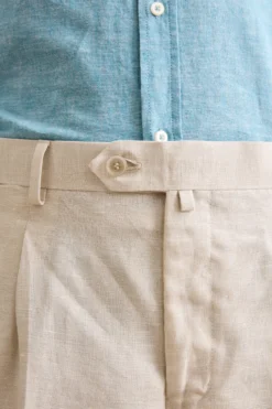 Abito Slim Fit Monopetto Semifoderato in Lino Melange - BEIGE