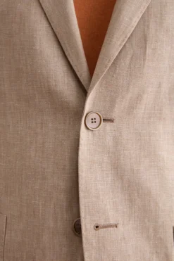 Abito Slim Fit Monopetto Semifoderato in Lino Melange - CAFFE